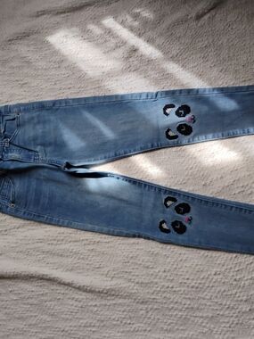 Cat & Jack Light Blue Denim Jeans with Panda Faces